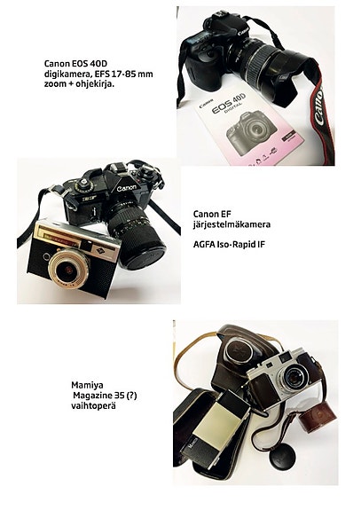 Iso kamerapaketti – Canon, Panasonic, Sony, Fujifilm + tarvikkeet