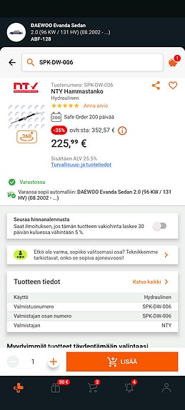 Daewoo Evanda ohjausvaihde