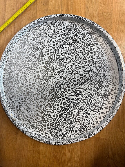 Marimekko pyöreä tarjotin metallia kuviollinen