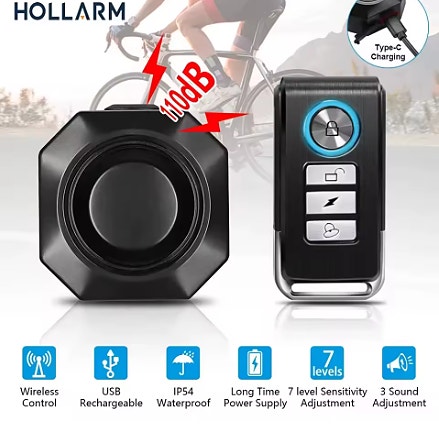 Hollarm Langaton Värinähälytin Polkupyörään, USB-lataus