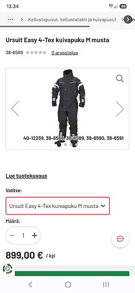 Ursuit Easy kuivapuku M musta