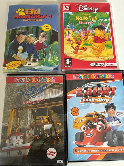 Lasten DVD-paketti Eki eläinlääkäri, Lauri kilpa-auto, Nalle Puh, Elias