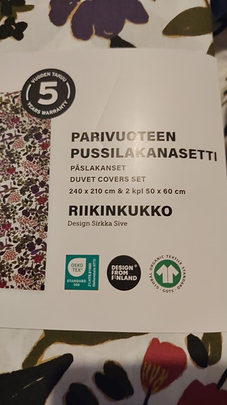 Finlayson Riikinkukko parivuoteen pussilakanasetti 240x210 cm + 50x60 cm