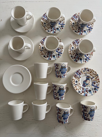 Iittala Aika/Taika -espressokupit ja aluslautaset