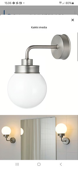Ikean kylppäri lamppu seinään