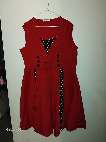 Hua Lan punainen "pin up" rokkimekko 4XL puuvillaa 40e