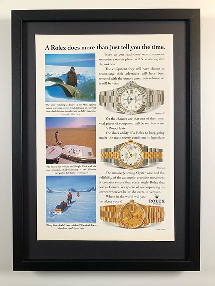 Framed 1992 Vintage Rolex Watches Original Magazine Advertisement