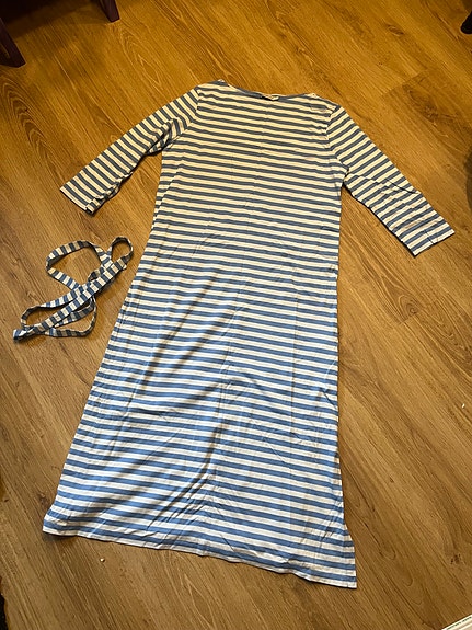 Marimekko pitkä tasaraita trikoo mekko L