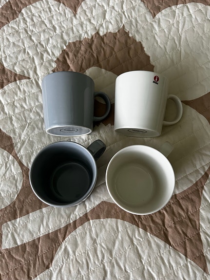 Iittala Teema mukit harmaa ja valkoinen