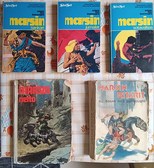 Edgar Rice Burroughs Mars-sarja -kirjat, 5 kpl