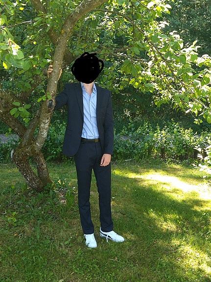 Dressmann miesten puku koko 44 slim fit tummansininen