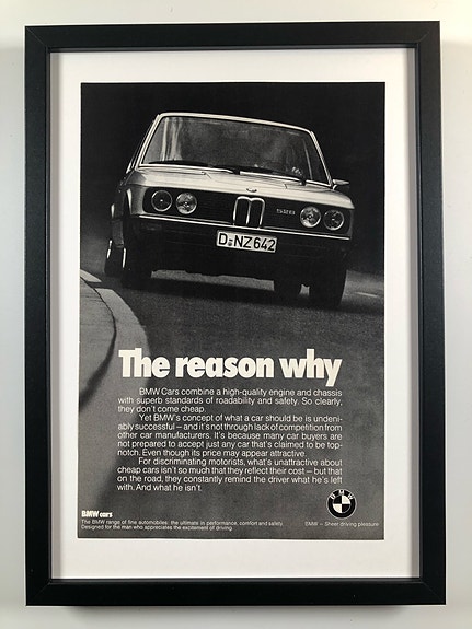 Framed 1979 Vintage BMW Original Magazine Advertisement