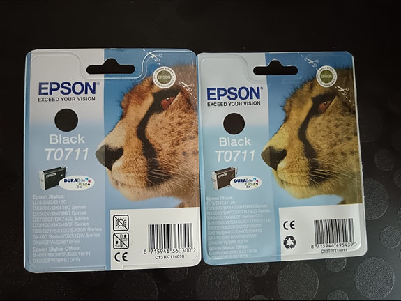 Epson T0711 musta mustekasetti tulostimeen, 2 kpl