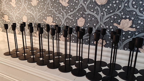 IKEA mustat metalliset kynttilänjalat 31 +21 kpl