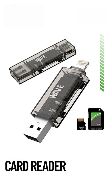 USB-A & Lightning Muistikortinlukija SD- ja microSD-korteille