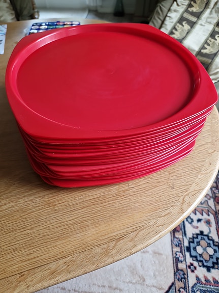 Retro Orthex 265 muovilautaset / tarjottimet, punainen, 18 kpl setti