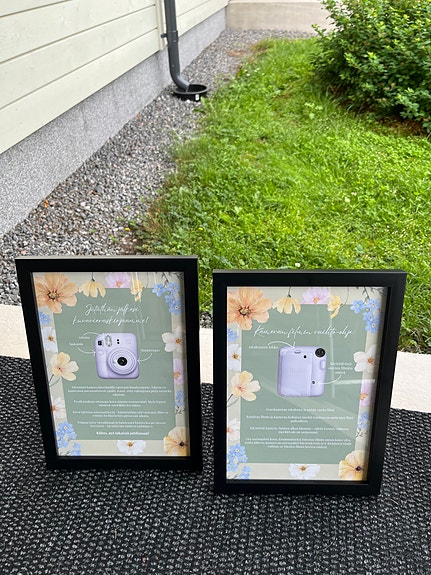 Polaroid-kameran käyttöohjeet ja kehykset