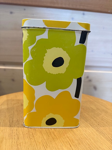 Marimekko Unikko kelta-vihreä peltipurkki 18 cm