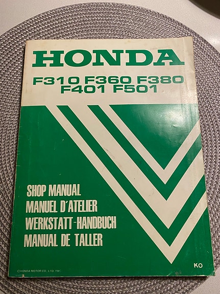 Honda F310 F360 F380 F401 F501 huoltokirja / shop manual