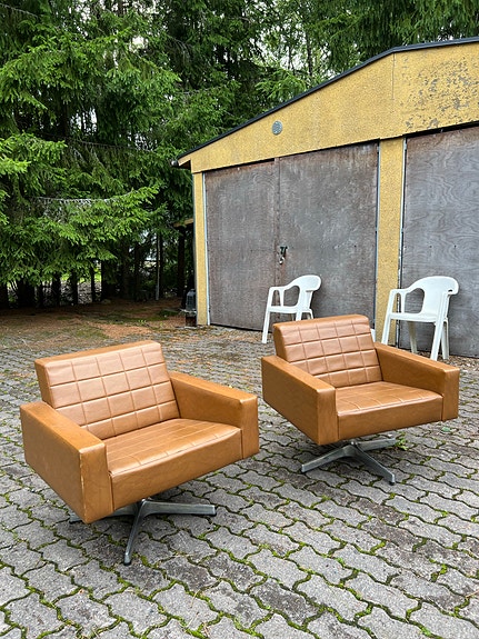 Tyylikkäät vintage-retro nojatuolit 2 kpl | Pyörivät | 70-luku | Design henkiset