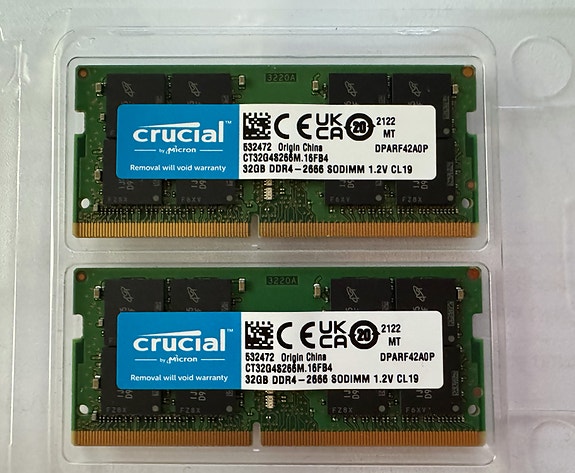 64GB Crucial MAC MEMORY DDR4 2666MHz SODIMM RAM-muisti
