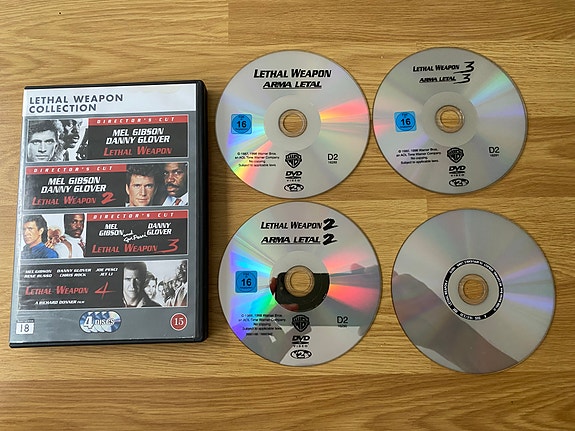 DVD Tappava Ase - Leathel Weapon 1 - 4 Collection - 4 Discs.
