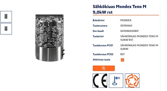 Mondex Teno M 9kW rst kiuas