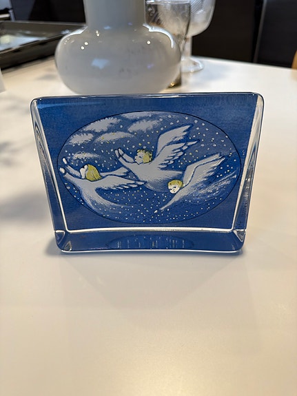 Iittala Lasi-enkeli taulu / koristeblokki sininen