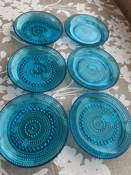 Iittala Kastehelmi pienet lasilautaset turkoosi