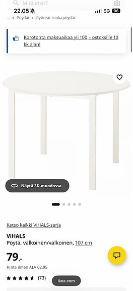 Uuden veroinen ikean pöytä