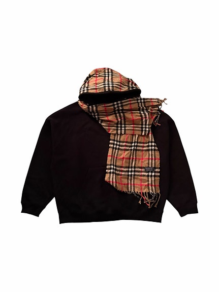 Custom huppari aidolla vintage Burberry nova check 100% lambswool huivilla