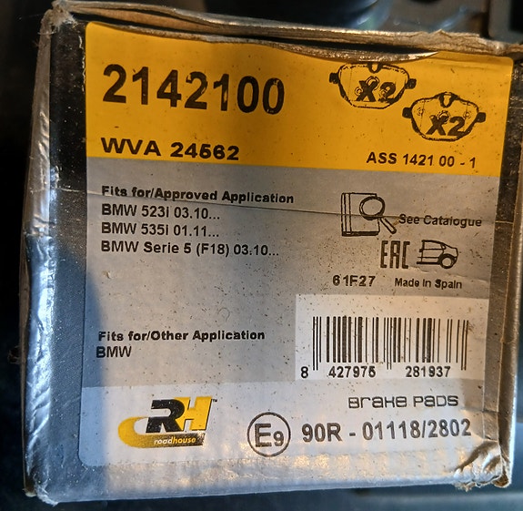 BMW jarrupalat RH 2142100 ja 2857.00