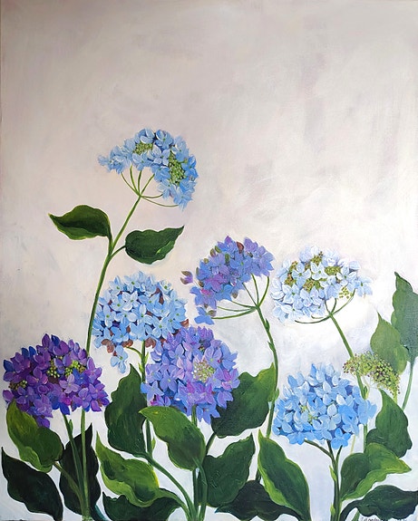 Hortensia-aiheinen taulu seinälle kotiin tai liiketilaan