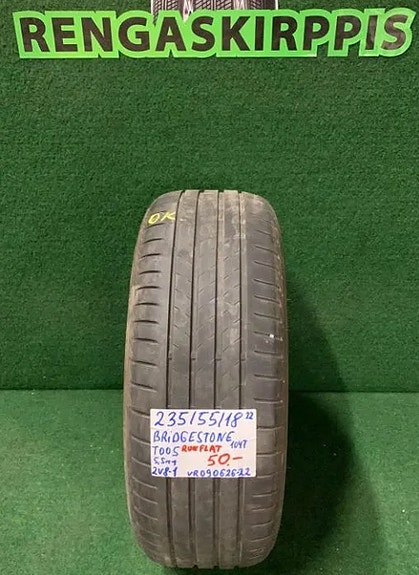 1kpl 235/55R18 Bridgestone T005 104T Runflat kesä 5,5mm