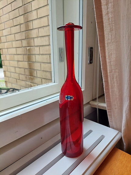 Nuutajärvi Oiva Toikka Pro Arte punainen lasipullo