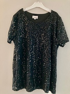 Myydään upea musta paljetti-/juhlatunika Shannon Collection (Anttila), koko 2XL