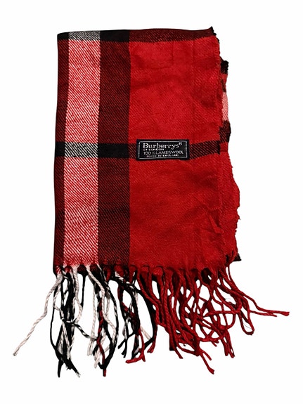 Vintage Burberry huivi 100% lampaanvillaa punainen ruutu