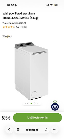 Whirlpool Pyykinpesukone TDLRSL65230SWSEE