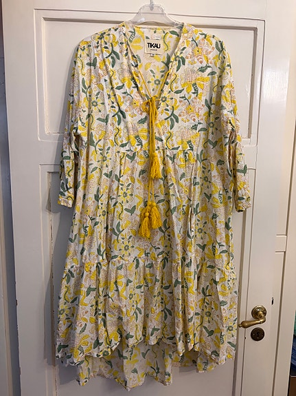Tikau Yellow Flower A-line dress mekko M