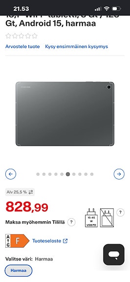 Samsung Galaxy Tab S tabletti 128 GB harmaa