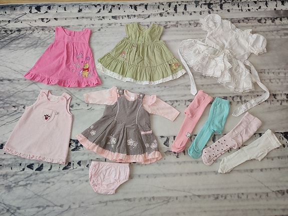 Tyttö vauvalle Mekko & sukkahousu paketti  koko 50 -}