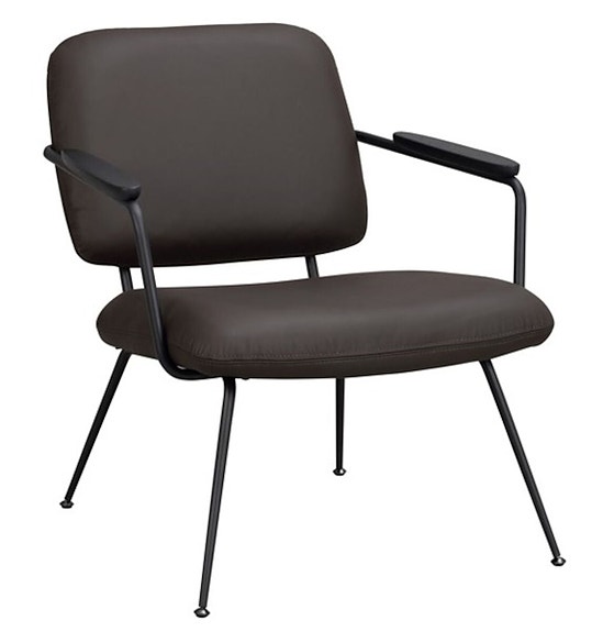 OUTLET Rowico Home Prescott lounge tuoli ruskea nahka/musta metalli