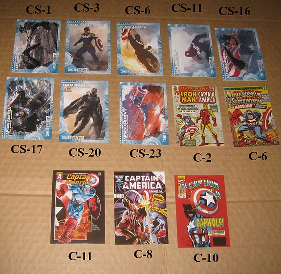 Captain America (22 kpl), The Lord of the Rings (6 kpl), Tietokilpa (41 kpl)