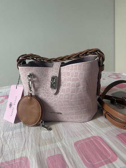 Käsilaukku + pitkä olkahihna，pinkki，uusi