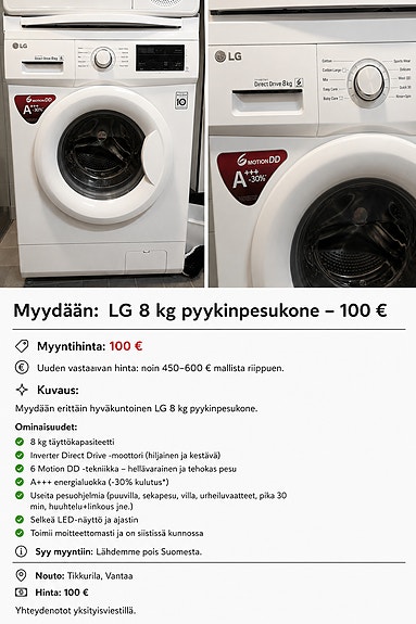 LG 8 kg pyykinpesukone