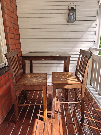 Dining table used on the balcony.