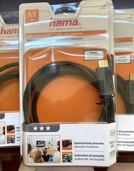 Hama HDMI huippunopea kaapeli ethernetillä 3D (1.5m ultraHD);avaamaton pakkaus