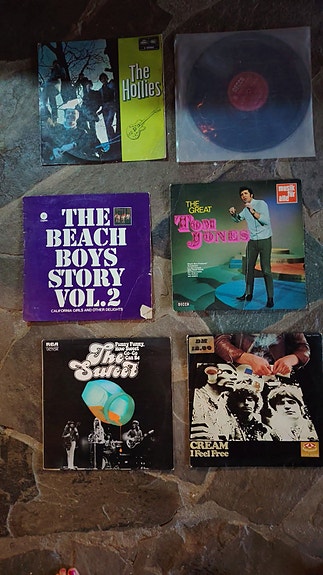 LP-levyjä, mm. The Beach Boys, The Sweet ja Cream