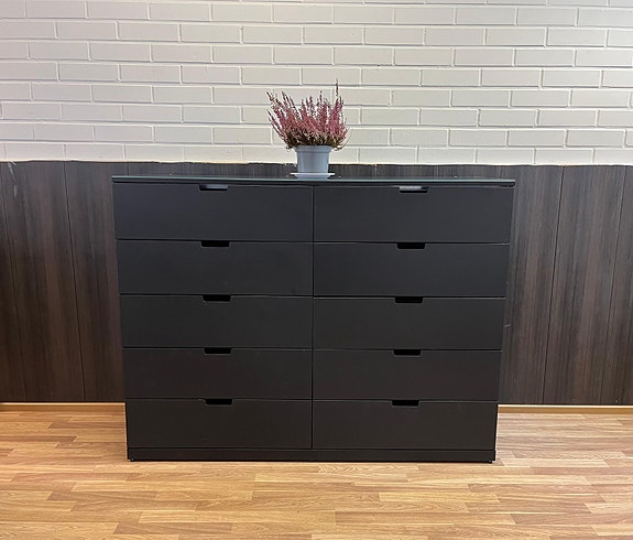 IKEA NORDLI Lipasto Lasileveyllä, 8 laatikkoa, antrasiitti