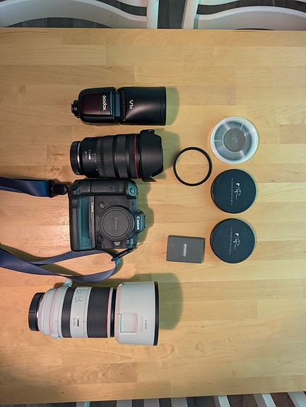 Canon EOS R5 + RF 24- 70 mm f/2.8 L IS USM + RF 70- 200 mm f/2.8 L IS USM